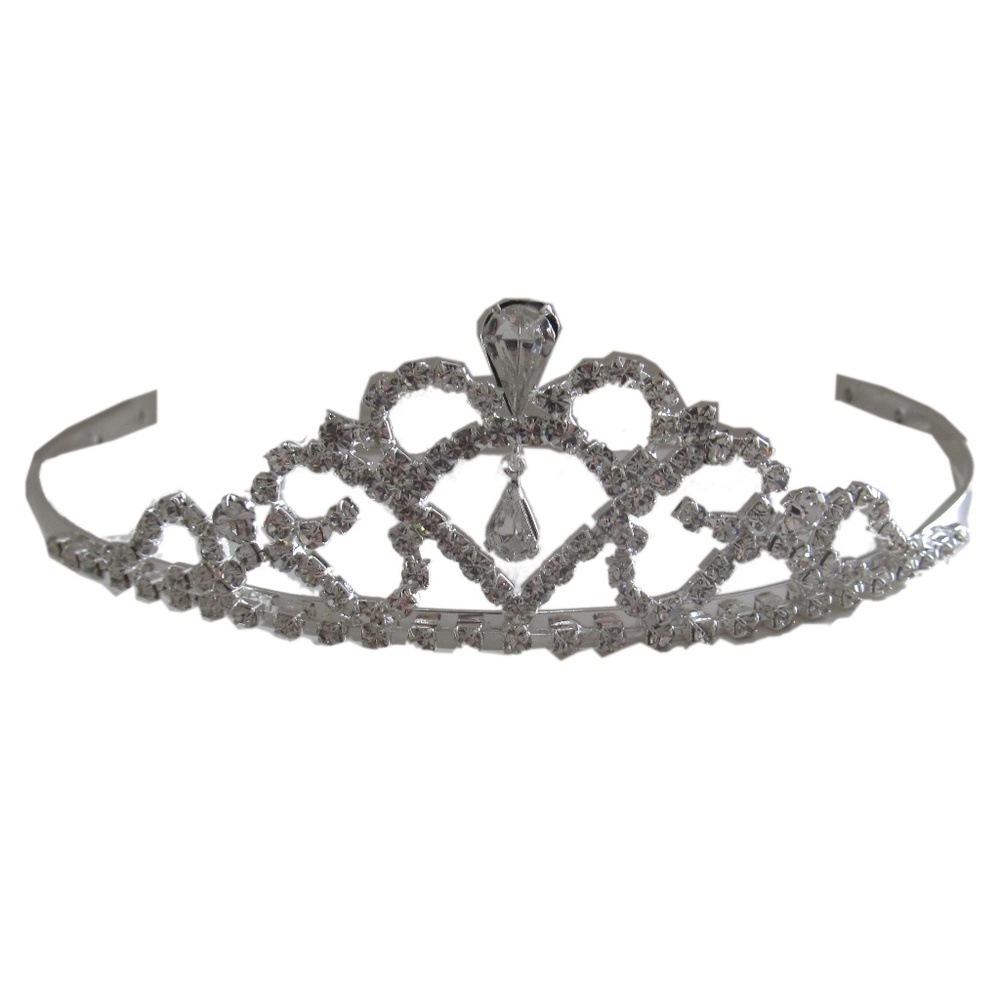 Silver Plate Crystal Rhinestone Tiara Crown Princess Bride Wedding Prom Bride